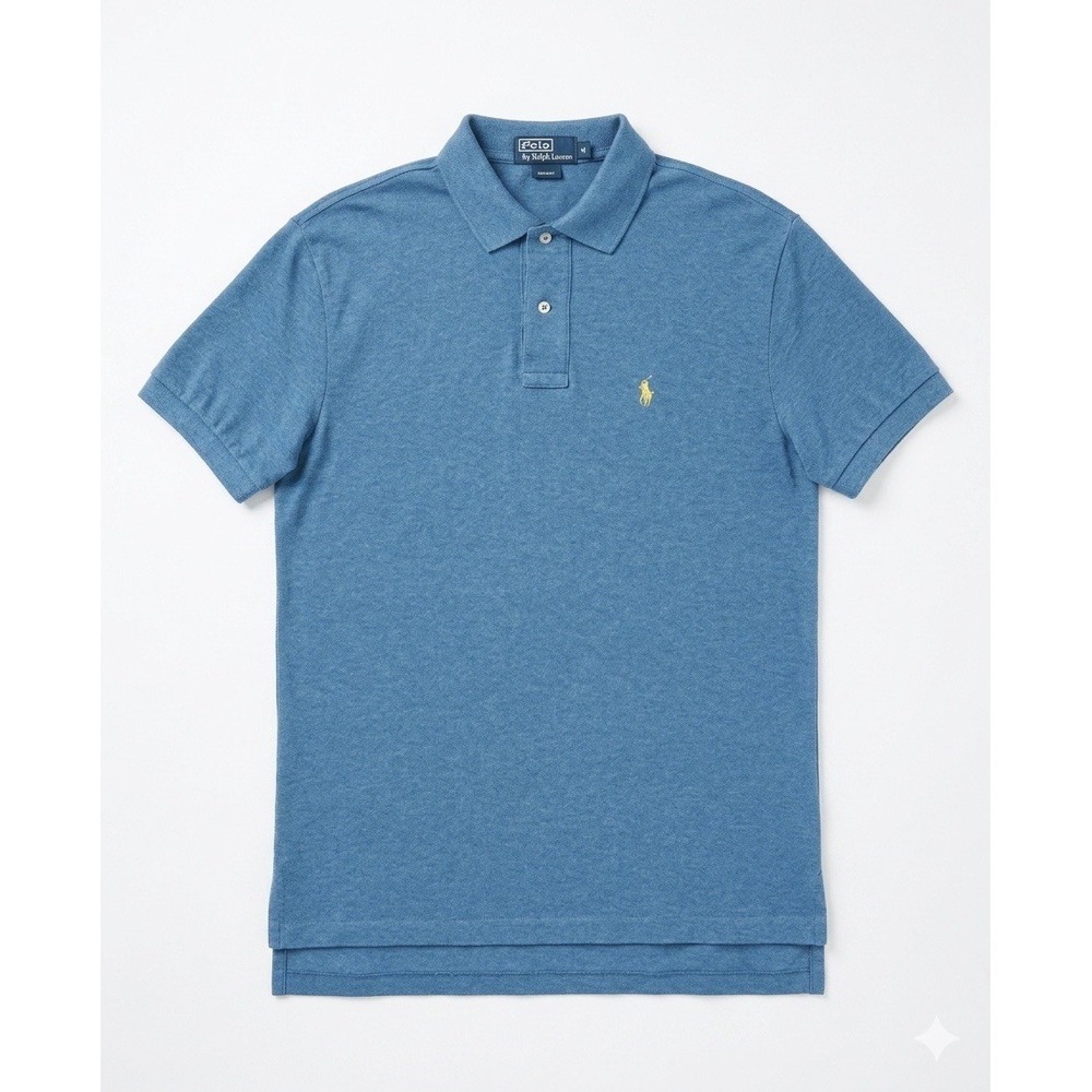 Polo Ralph Lauren Shirt Mens M Blue Heather Soft Touch Pique Polo Short Sleeve